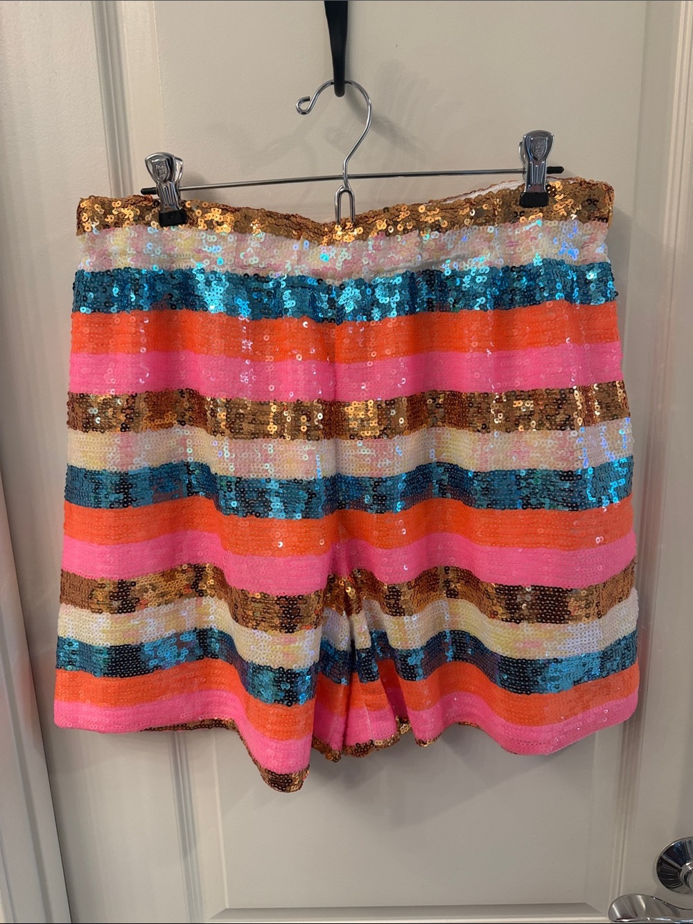 NWOT Sequin Striped Shorts - Picture 7 of 11